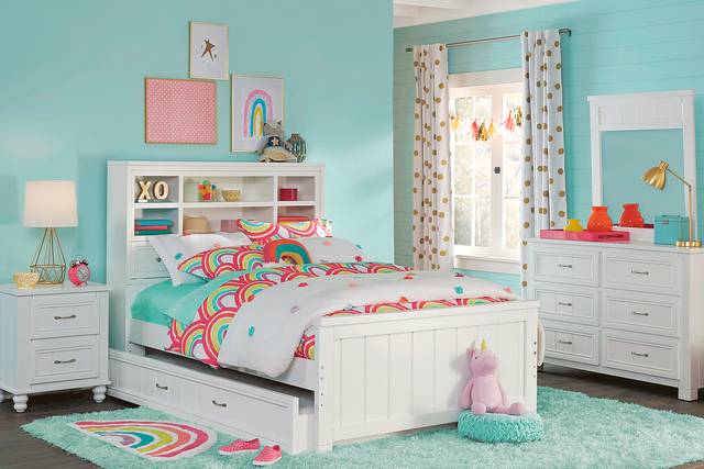Kids Cottage Colors White Twin Bookcase Bed - Thumbnail - Image 2