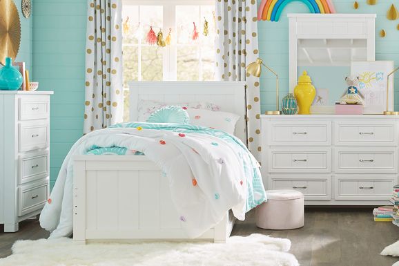 Kids Cottage Colors White 5 Pc Twin Panel Bedroom