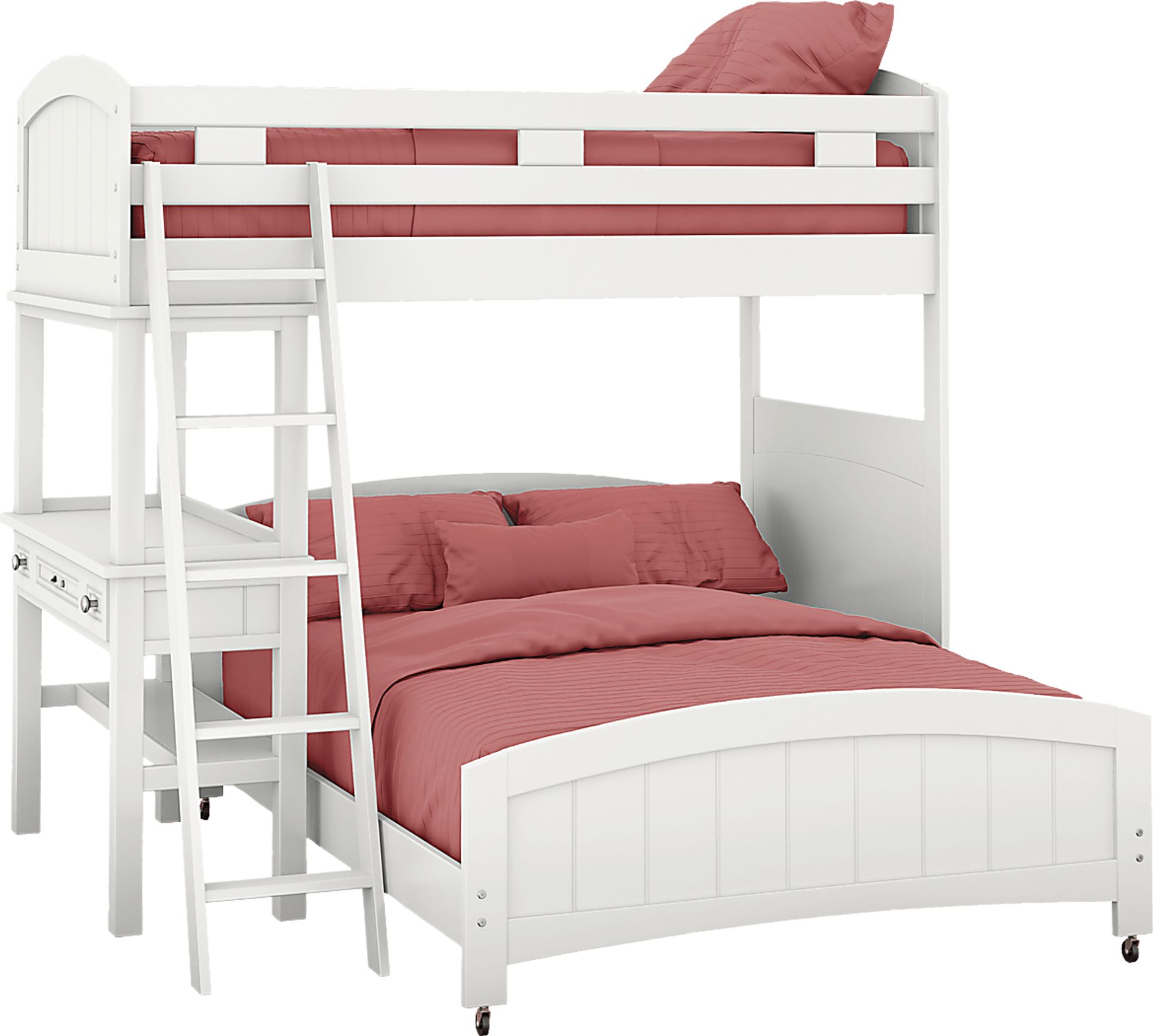 Kids Cottage Colors White Twin/Full Loft Bunk Bed with Desk - Image 1