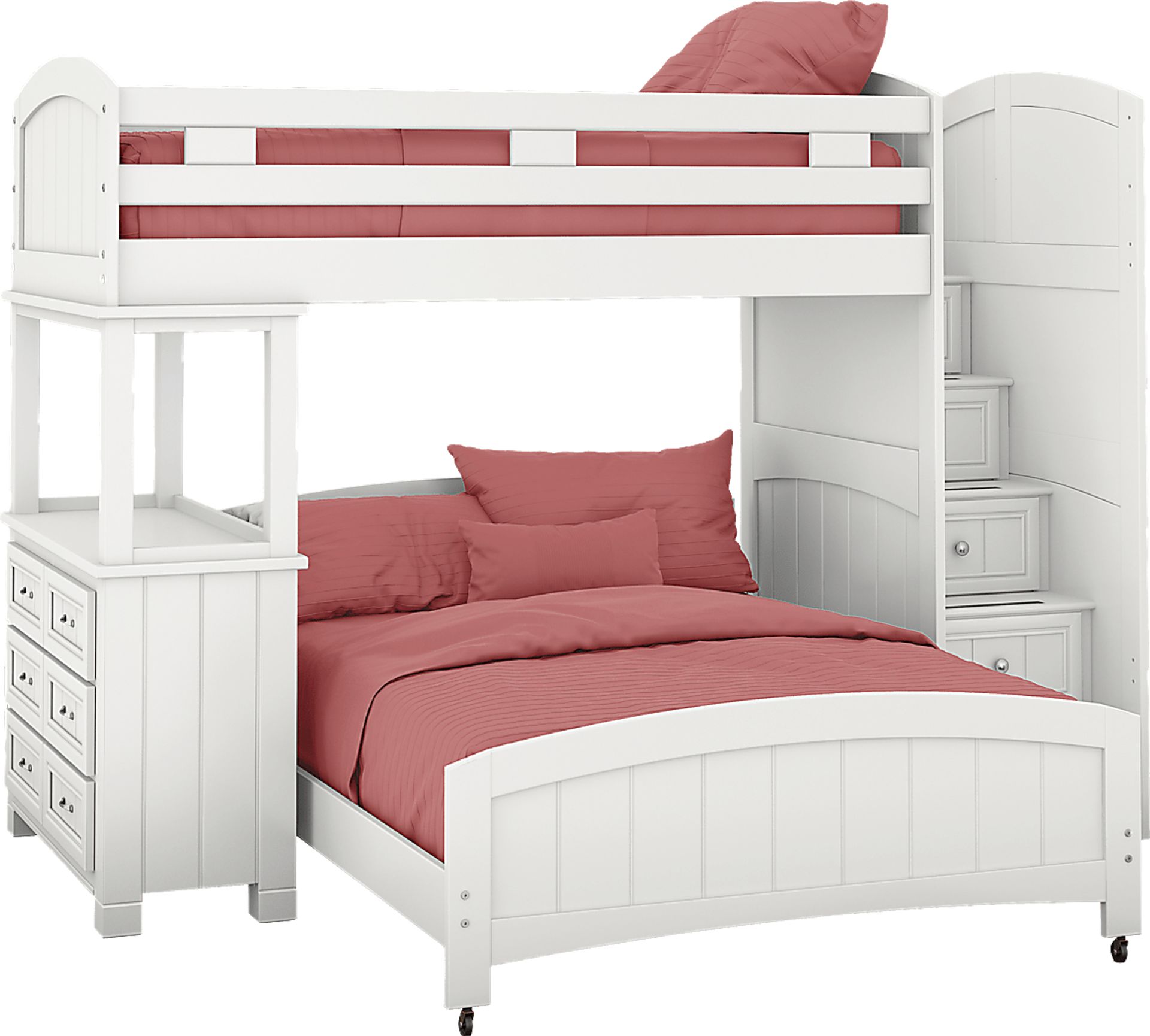 Kids Cottage Colors White Twin/Full Step Bunk with Dresser - Image 1