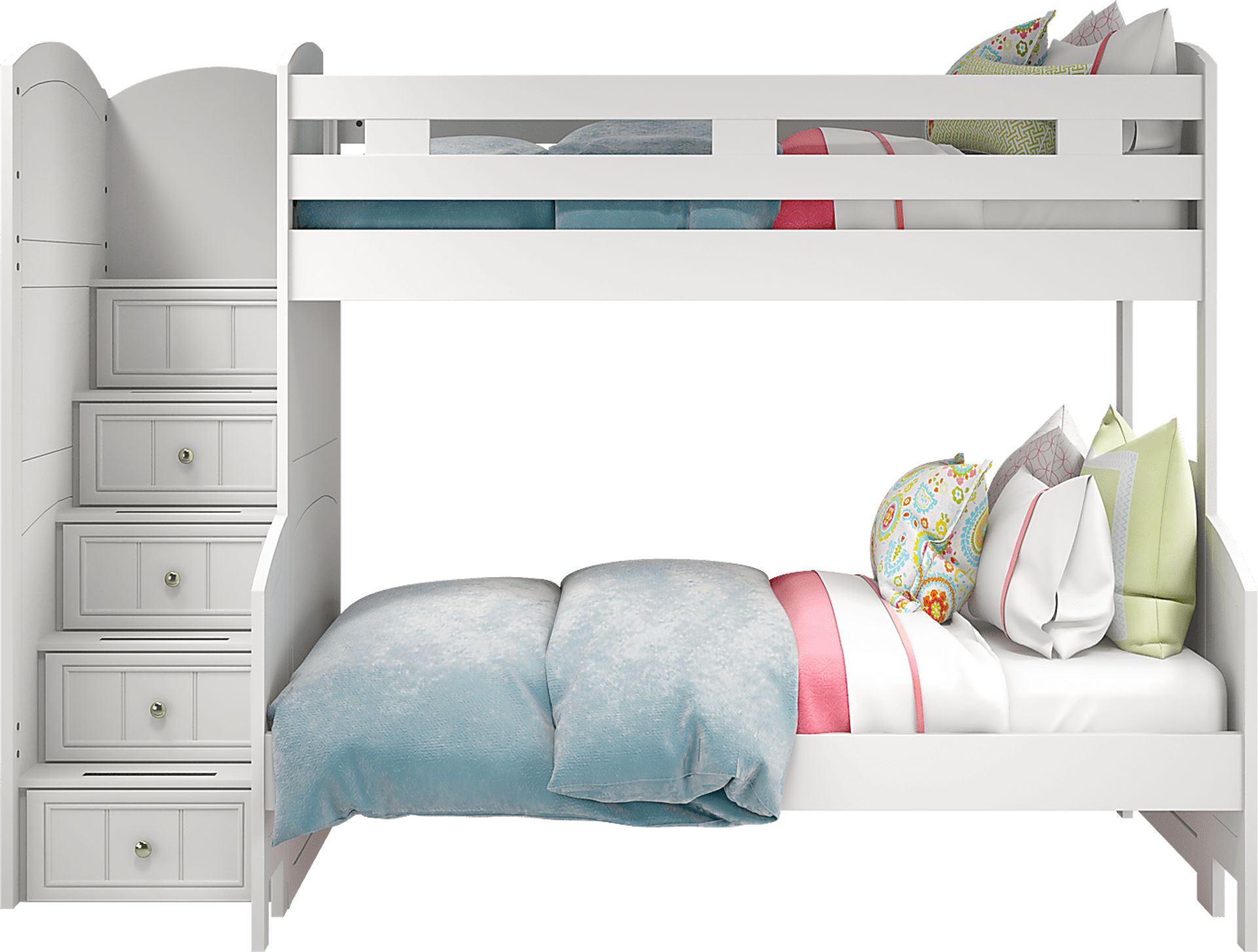 Kids Cottage Colors White Twin/Full Step Bunk - Image 3