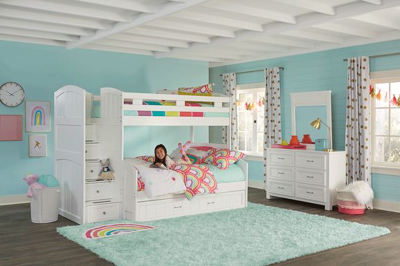 Kids Cottage Colors White Twin/Full Step Bunk