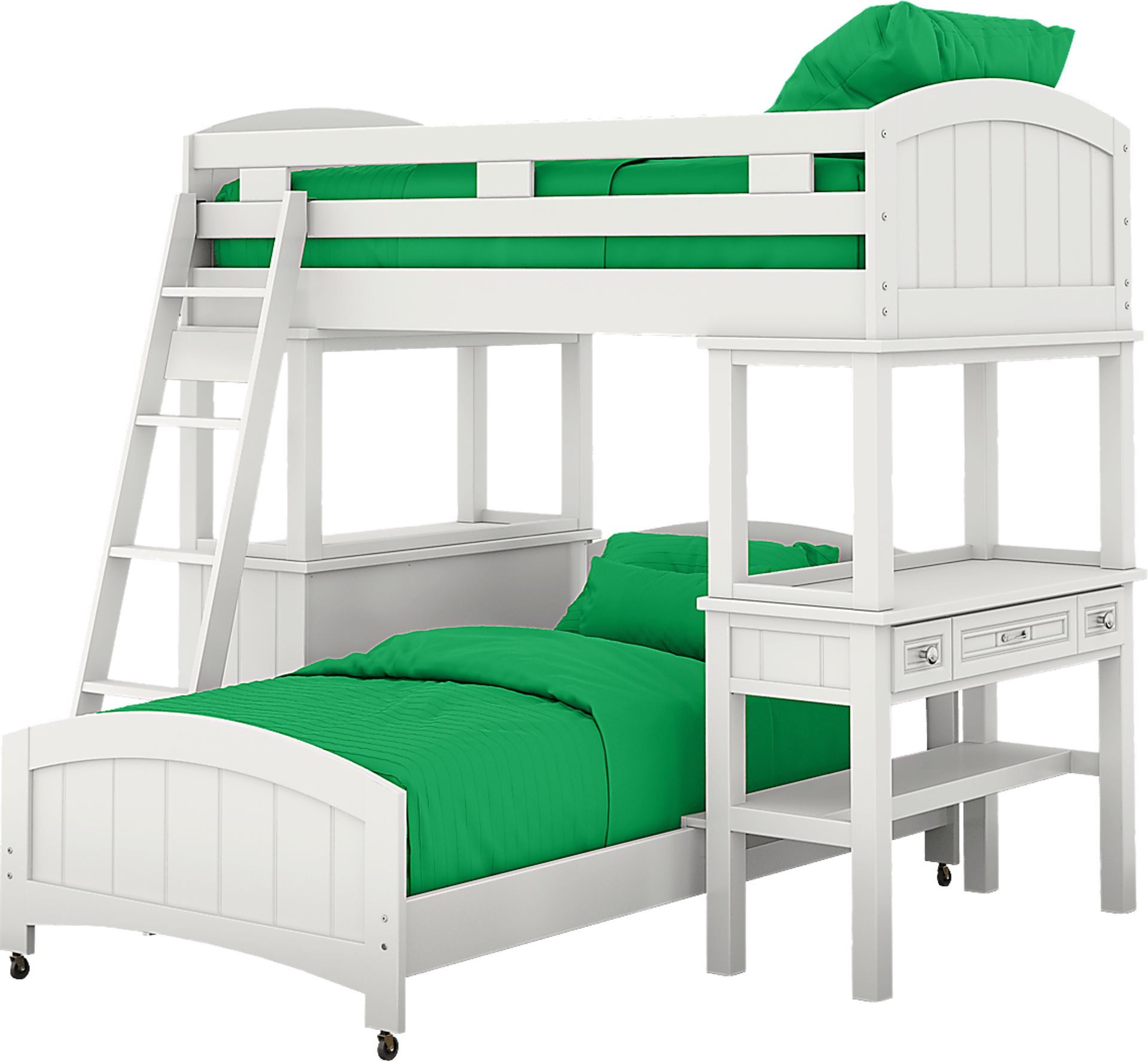 Kids Cottage Colors White Twin Loft Bunk with Desk and Dresser - Image 3