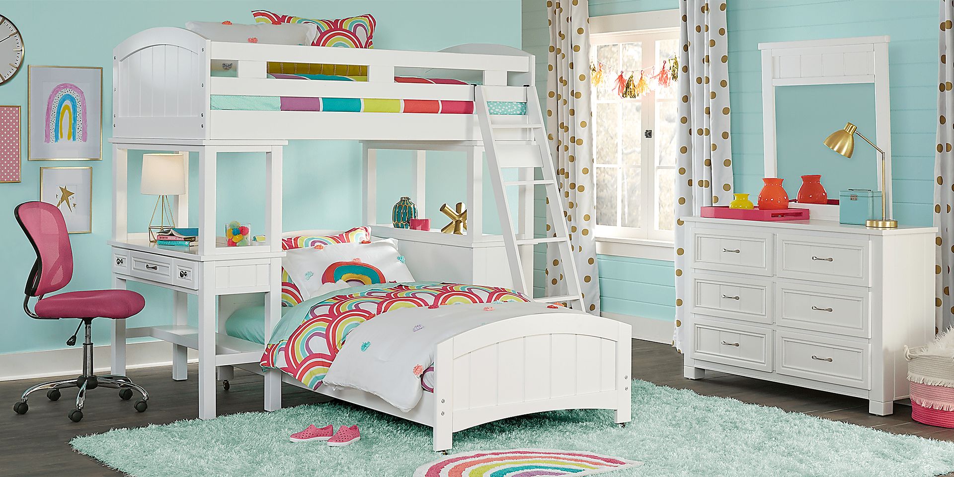 Twin loft bed with desk and dresser deals