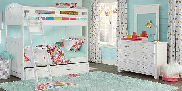 Kids Cottage Colors White Twin/Twin Bunk Bed - Thumbnail - Image 2