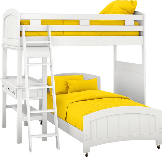 Kids Cottage Colors White Twin/Twin Loft Bunk Bed with Desk - Thumbnail - Image 1