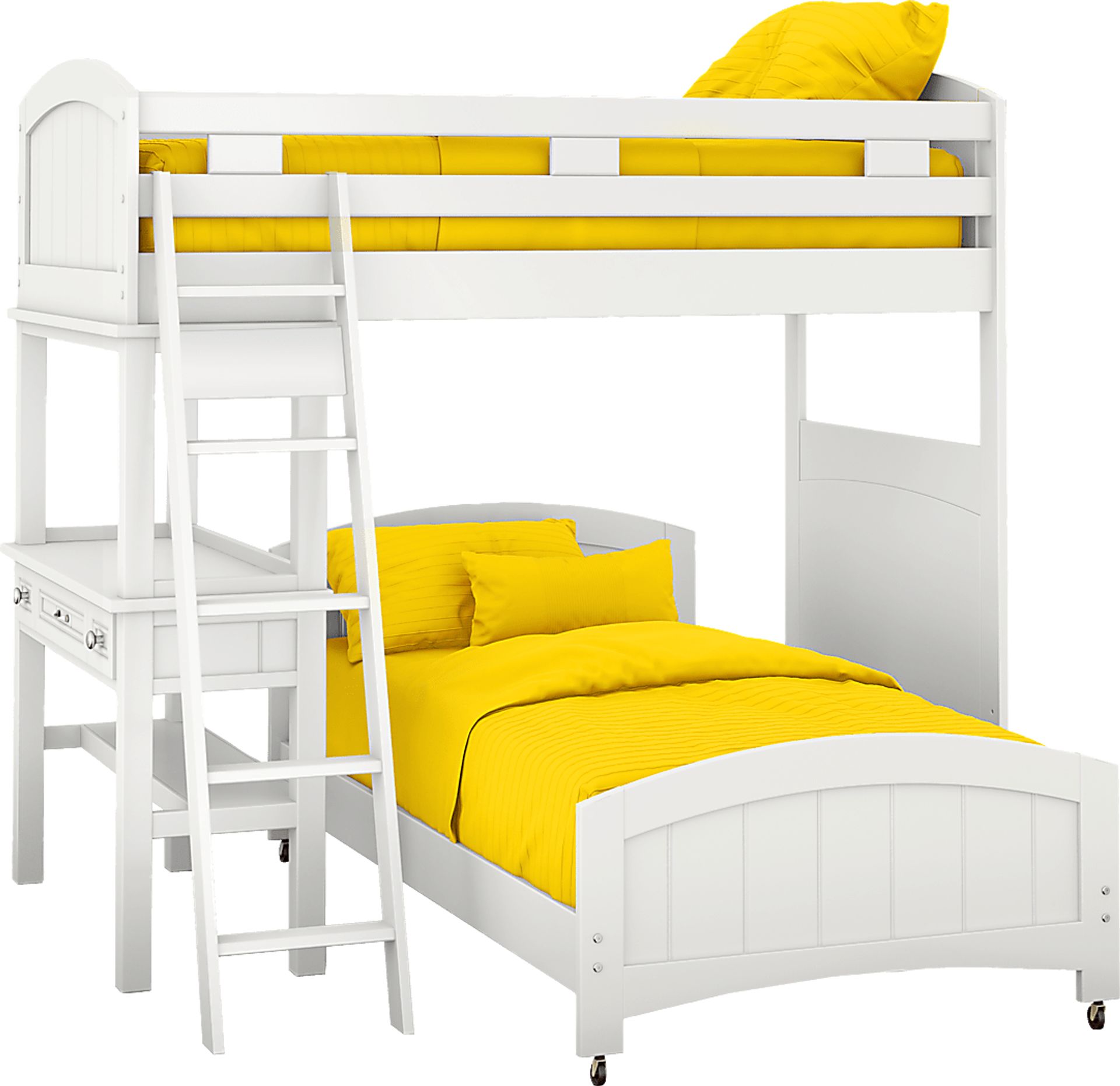 Kids Cottage Colors White Twin/Twin Loft Bunk Bed with Desk - Image 1