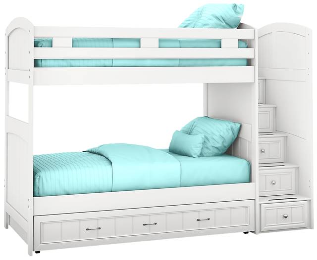 Kids Cottage Colors White Twin/Twin Step Bunk Bed - Thumbnail - Image 1