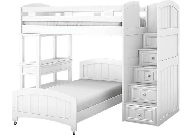 Kids Cottage Colors White Twin/Twin Step Bunk with Desk - Thumbnail - Image 3