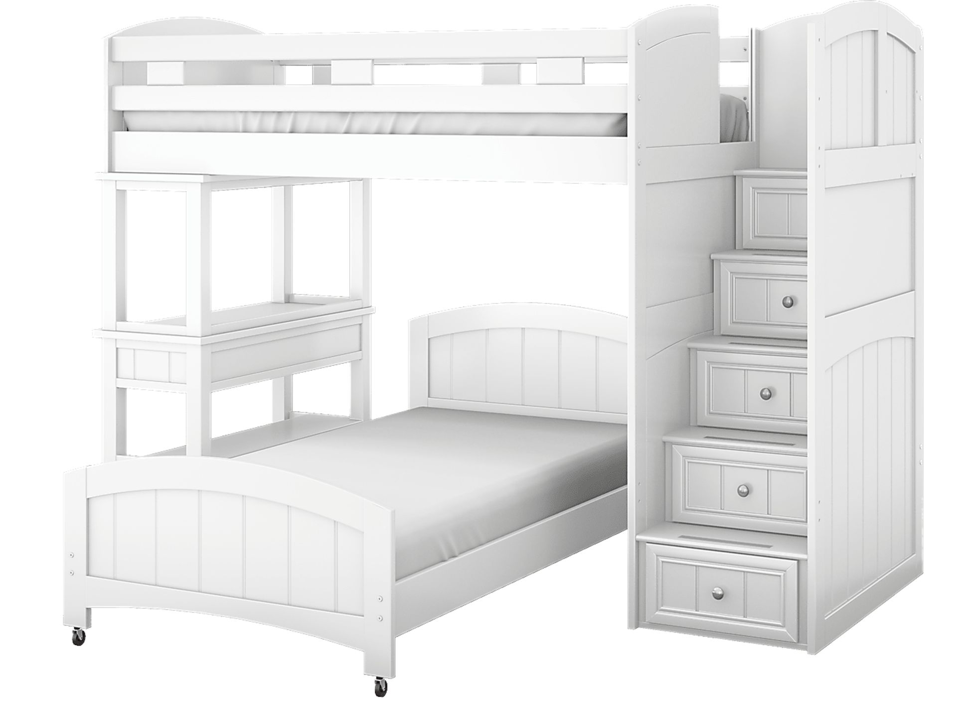 Kids Cottage Colors White Twin/Twin Step Bunk with Desk - Image 3