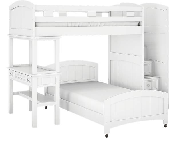 Kids Cottage Colors White Twin/Twin Step Bunk with Desk - Thumbnail - Image 1