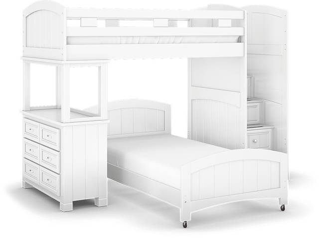 Kids Cottage Colors White Twin/Twin Step Bunk with Dresser - Thumbnail - Image 1