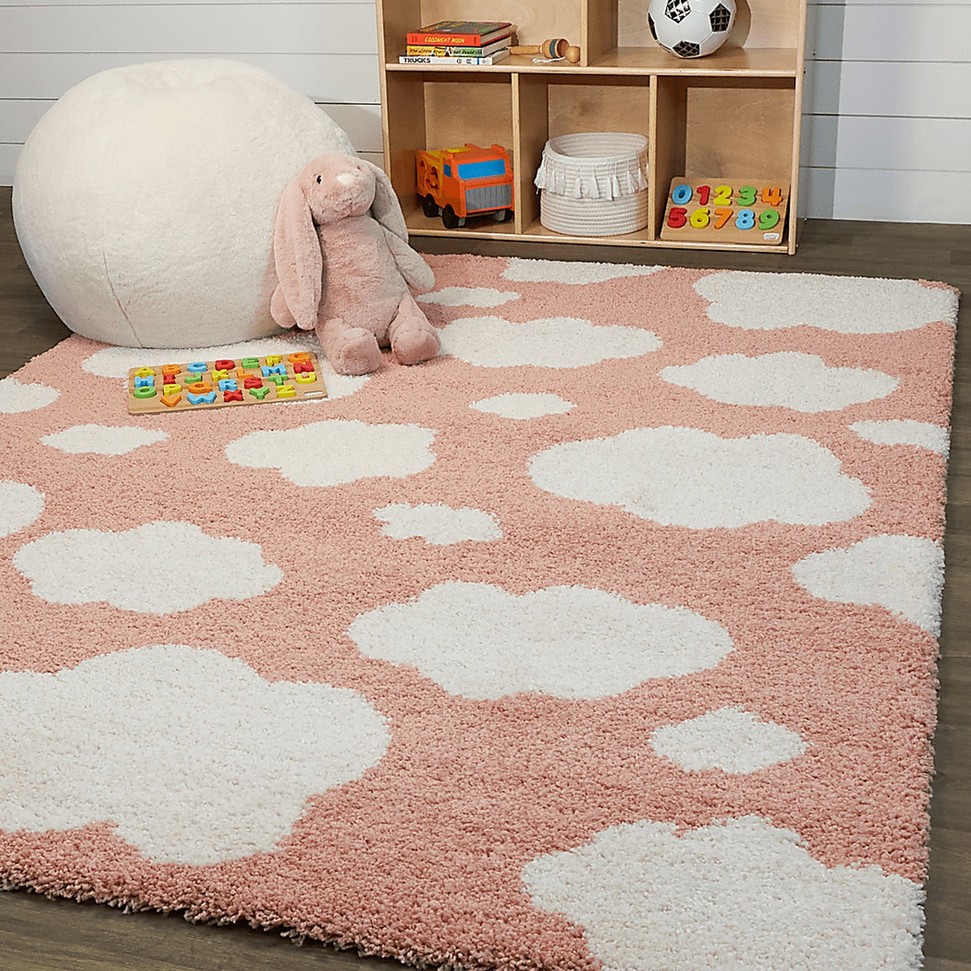 Kids Fluffy Skies Pink 5'3 x 7' Rug - Image 2