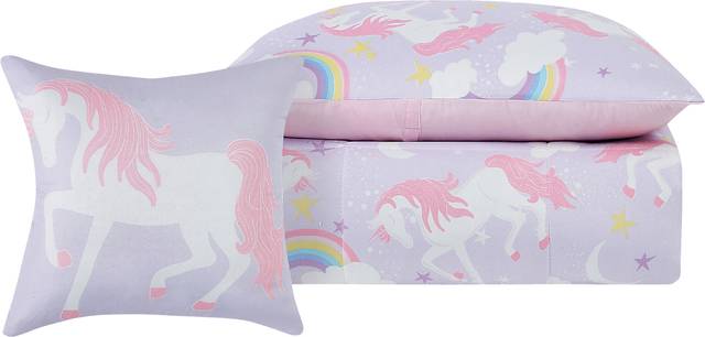 Kids Cotton Candy Unicorn Purple 4 Pc Full Comforter Set - Thumbnail - Image 2