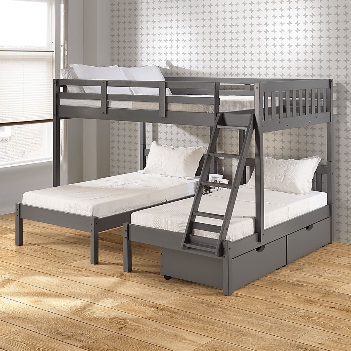 Kids Courville Gray Full/Double Twin Bunk Bed