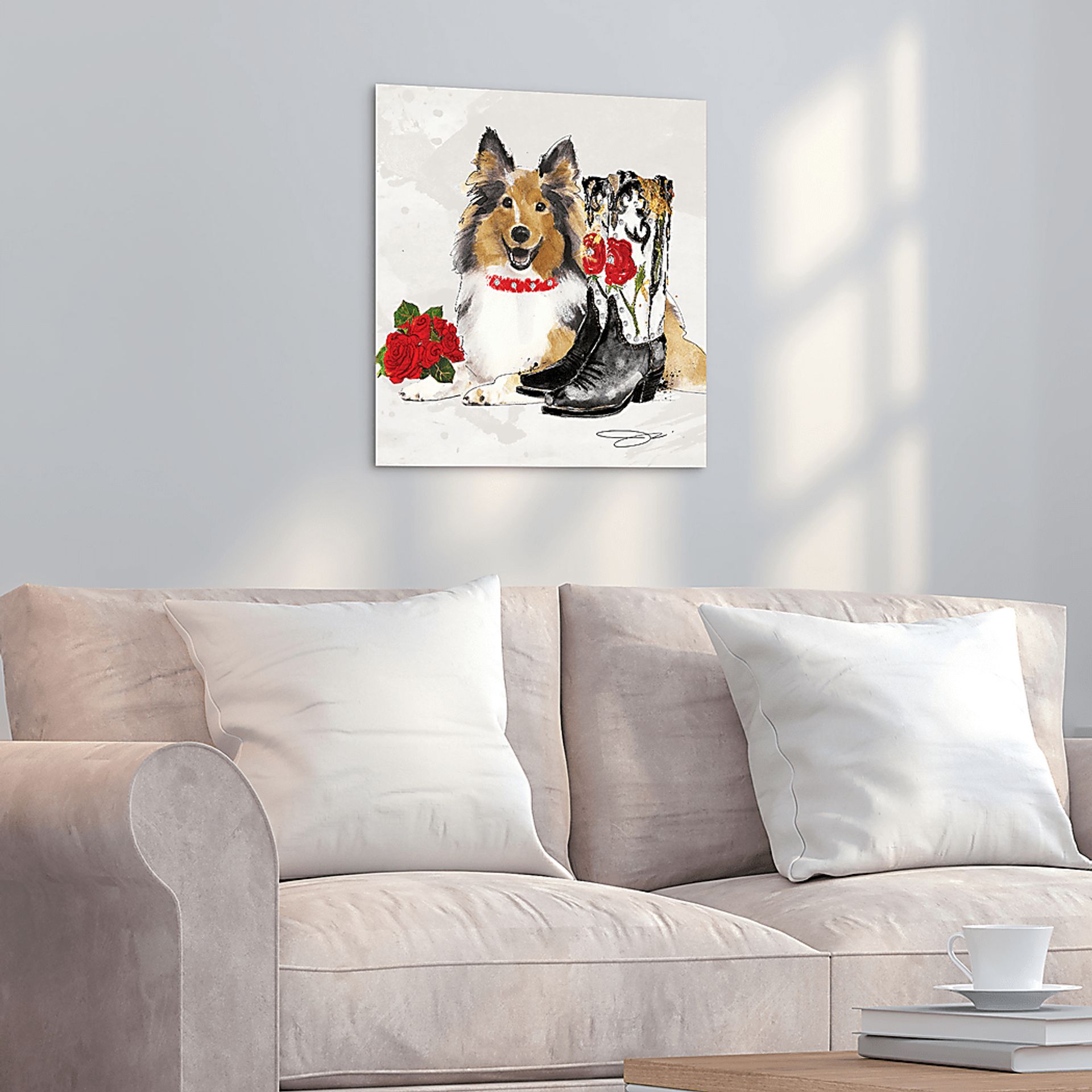 Kids Cowgirl Collie White Glass Wall Art - Image 3