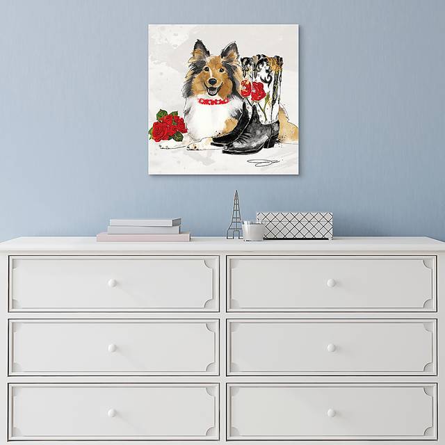 Kids Cowgirl Collie White Glass Wall Art - Thumbnail - Image 4