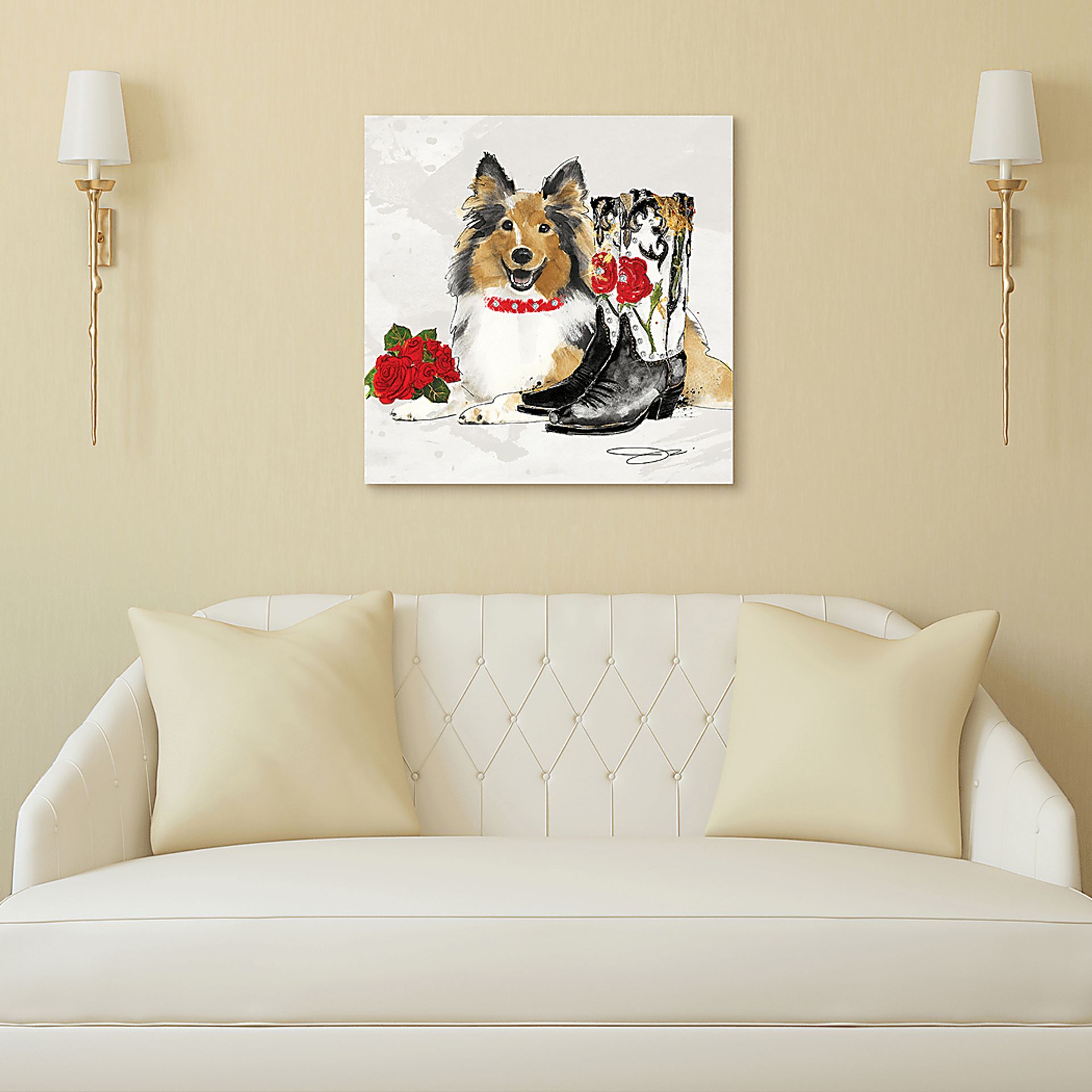 Kids Cowgirl Collie White Glass Wall Art - Image 5