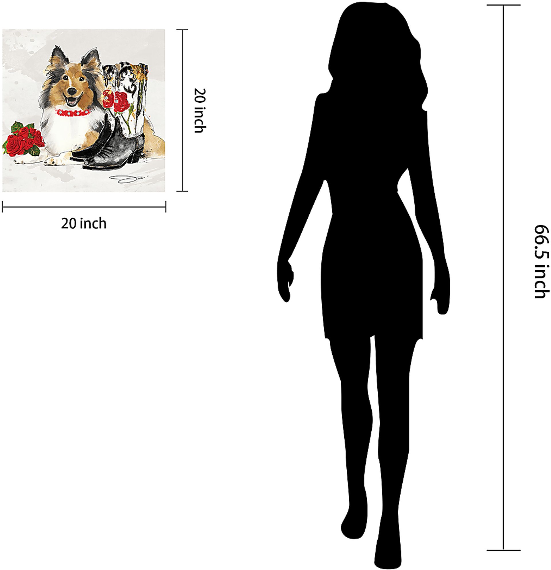 Kids Cowgirl Collie White Glass Wall Art - Image 8