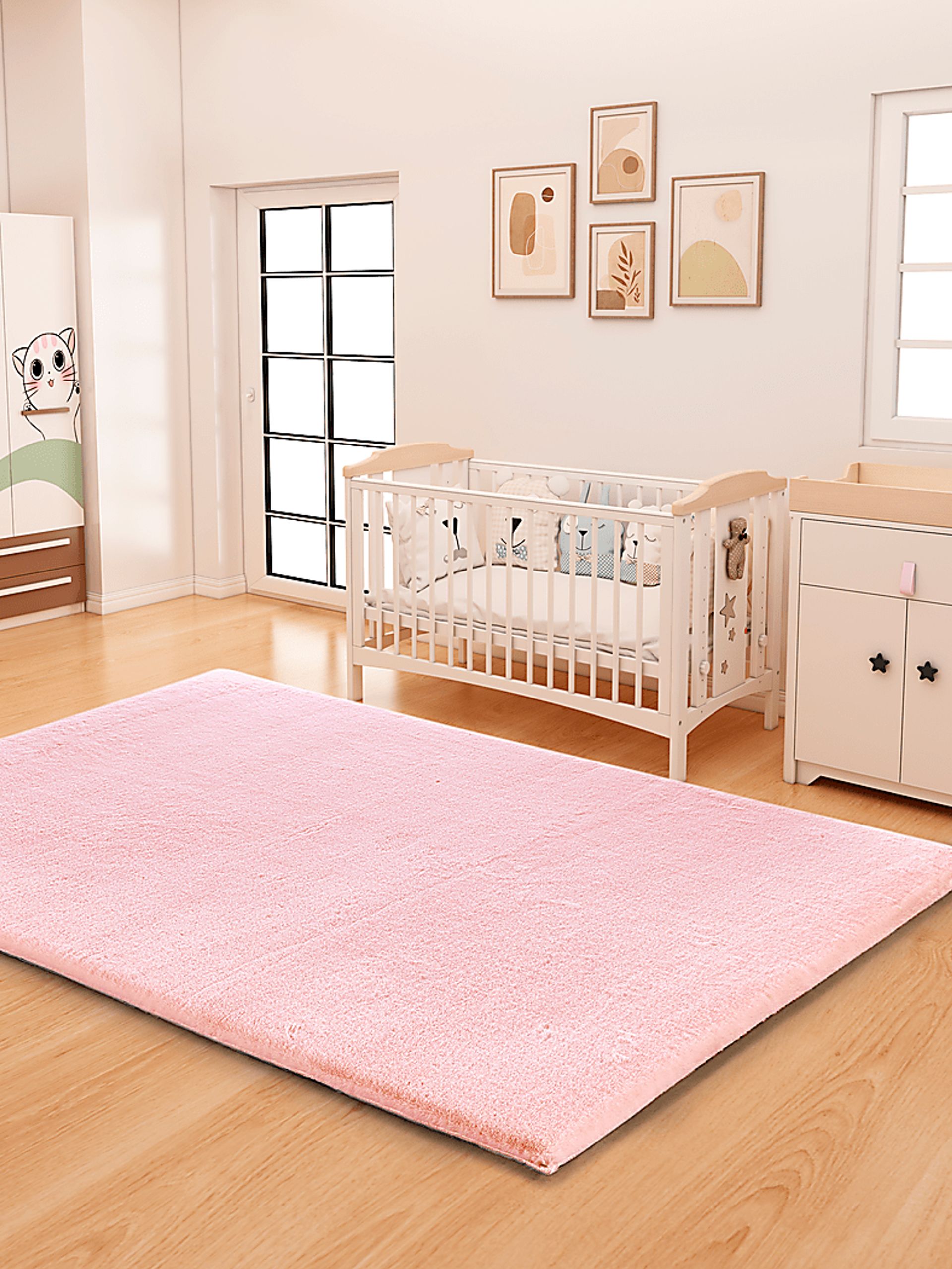 Kids Cozy Fur Pink 7'6 x 9'6 Memory Foam Rug - Image 2