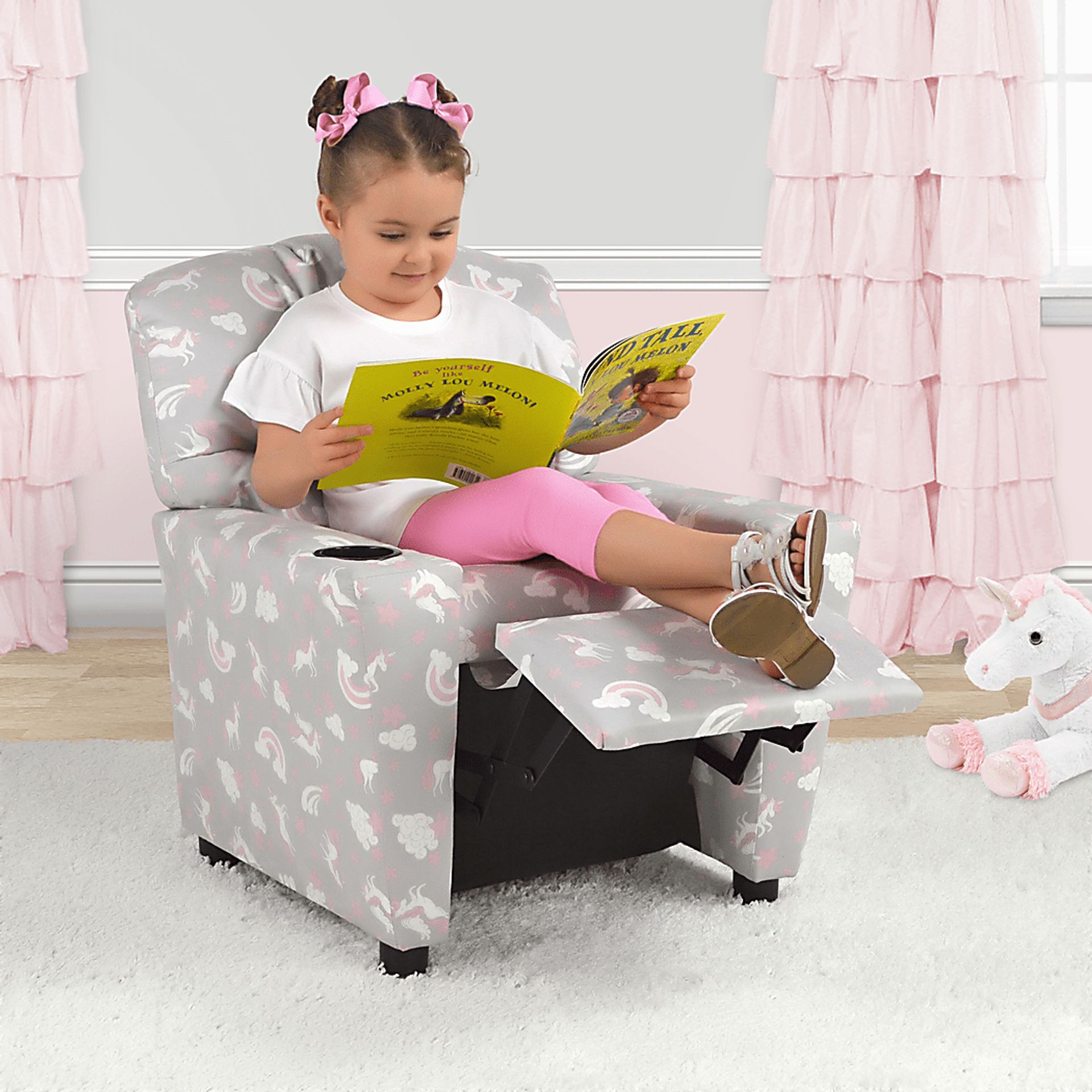 Kids Cozyville Light Gray Recliner - Image 2
