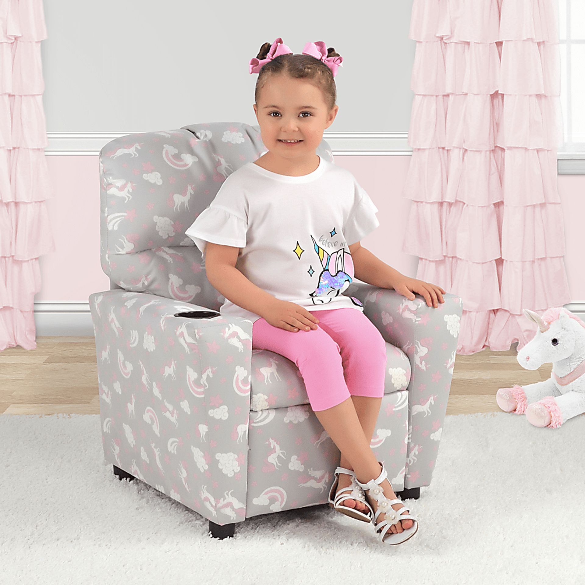 Kids Cozyville Light Gray Recliner - Image 3
