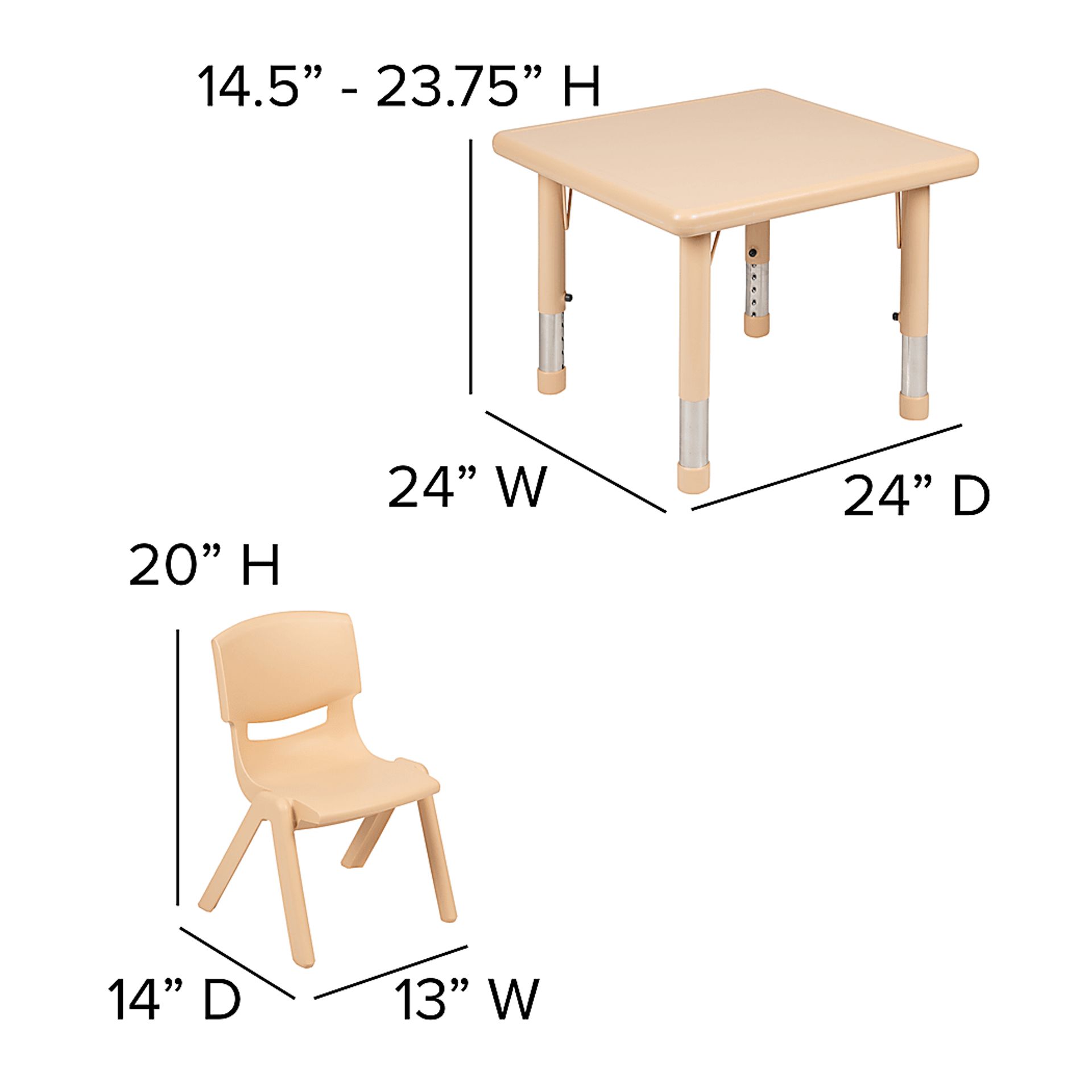 Kids Crayo Natural Toddler Table Set - Image 6