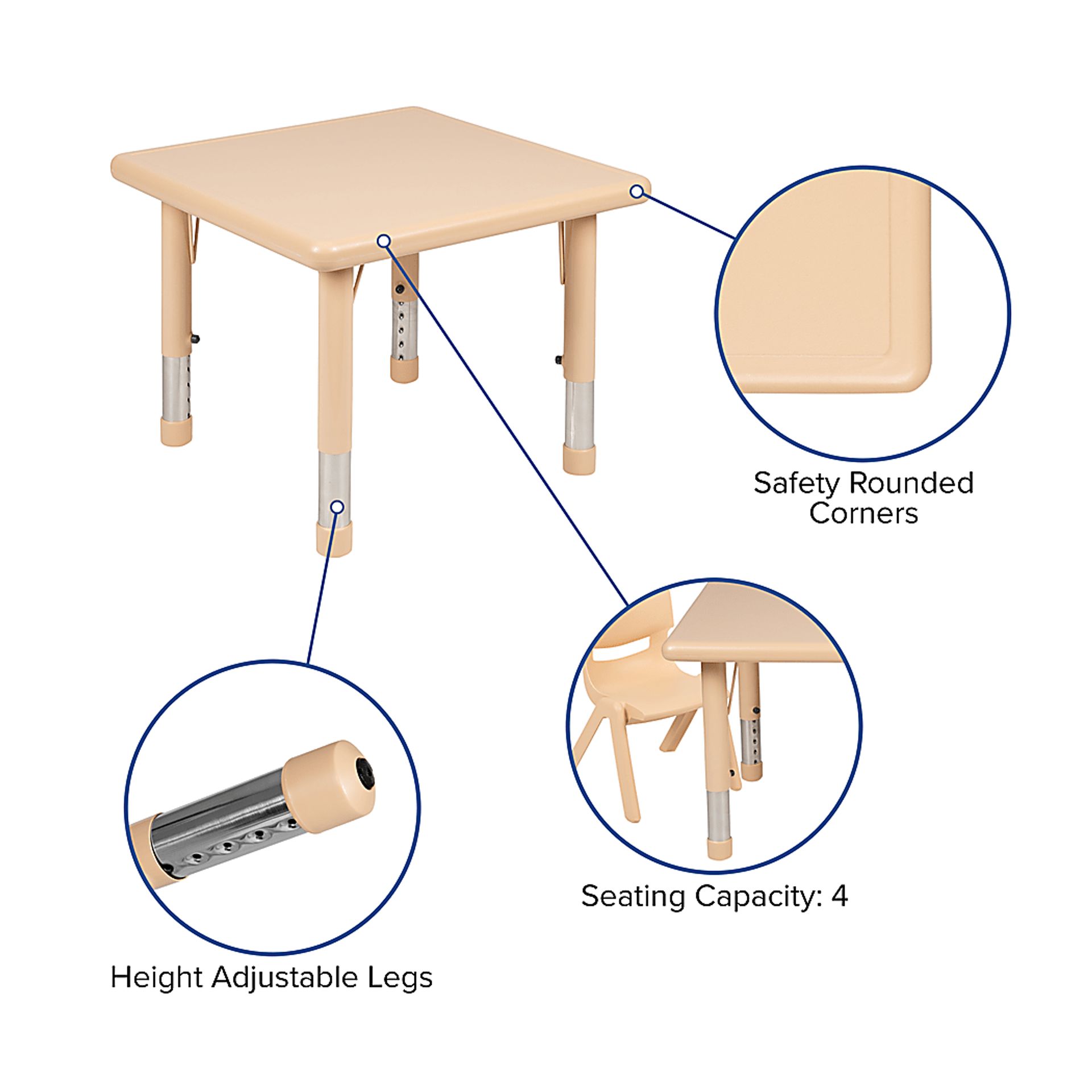 Kids Crayo Natural Toddler Table Set - Image 8