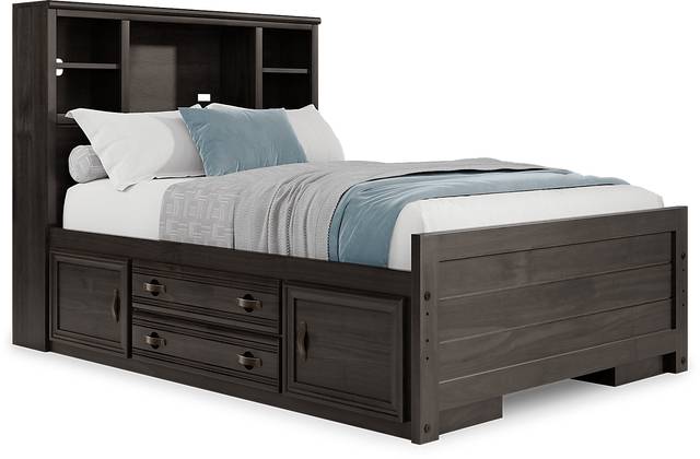 Kids Creekside 2.0 Charcoal Full Bookcase Bed with 2 Storage Side Rails - Thumbnail - Image 1