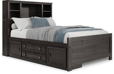full bookcase bed w storage rail