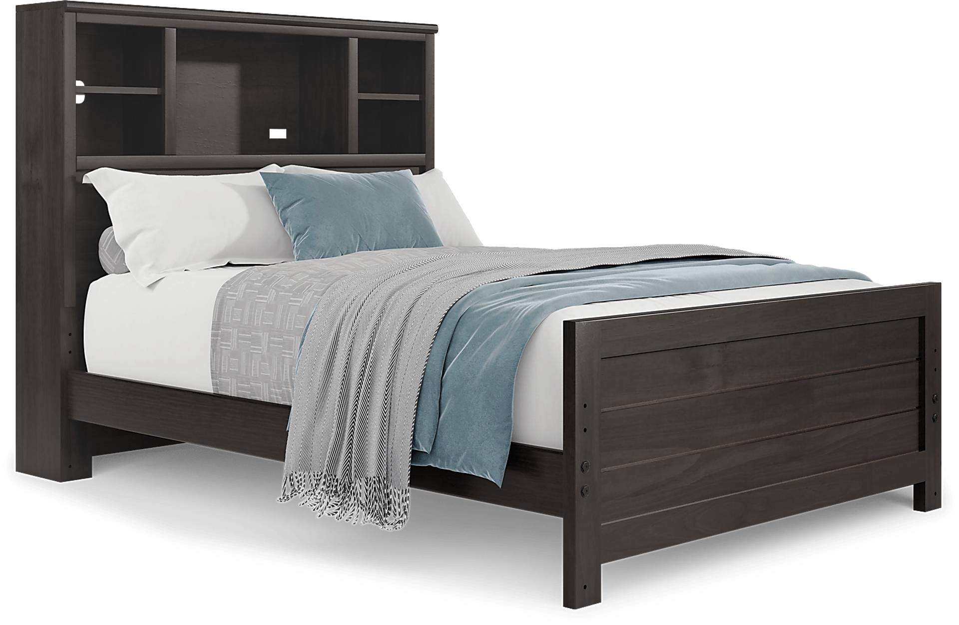charcoal full bookcase bed