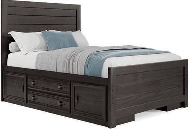 full panel bed w 2 storage rails