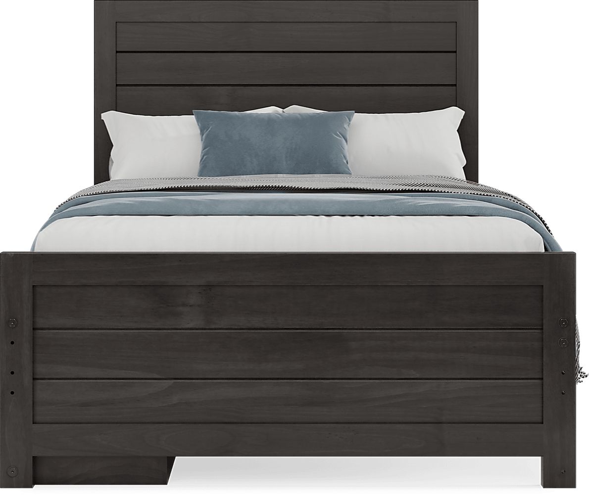 Kids Creekside 2.0 Charcoal 3 Pc Full Panel Bed with Storage Rail