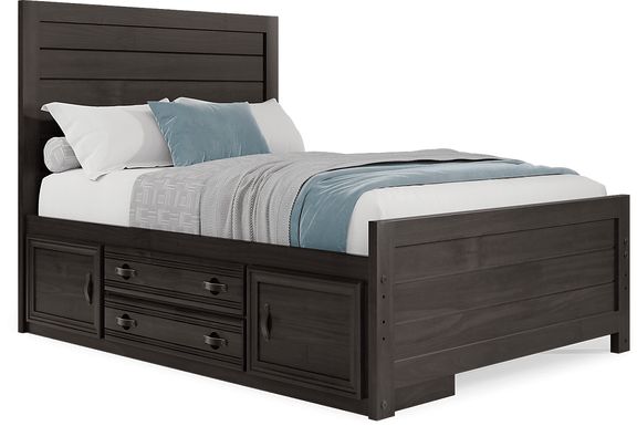 Kids Creekside 2.0 Charcoal 3 Pc Full Panel Bed with Storage Side Rail