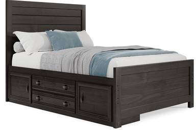 full panel bed w storage rail
