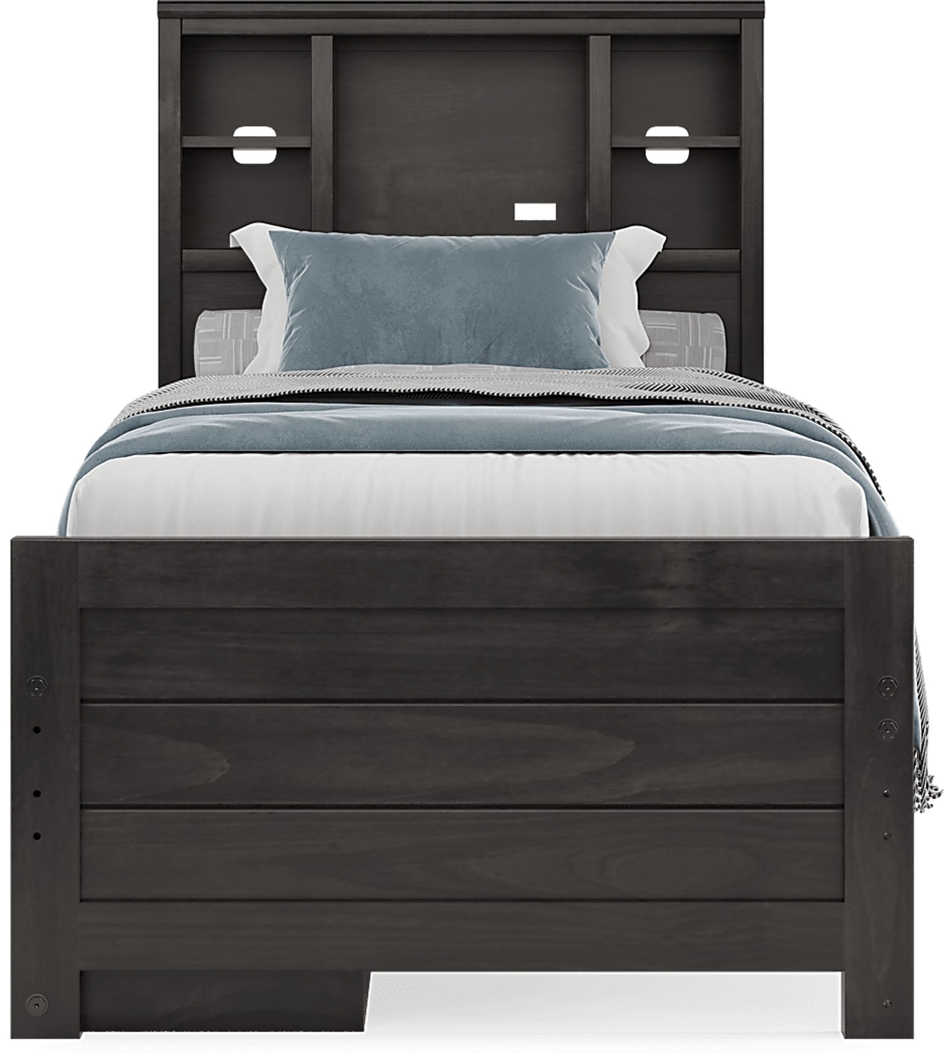 Kids Creekside 2.0 Charcoal Twin Bookcase Bed with Storage Side Rail - Image 3