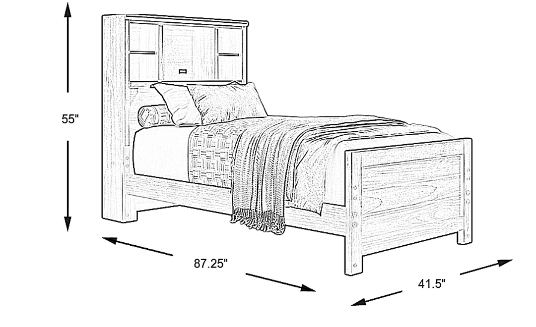 Kids Creekside 2.0 Charcoal Twin Bookcase Bed