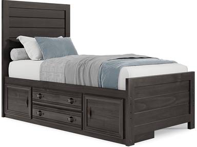 twin panel bed w storage rail