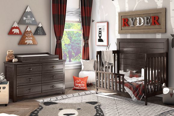 Kids Creekside 2.0 Charcoal 4 Pc Nursery with Toddler Rail