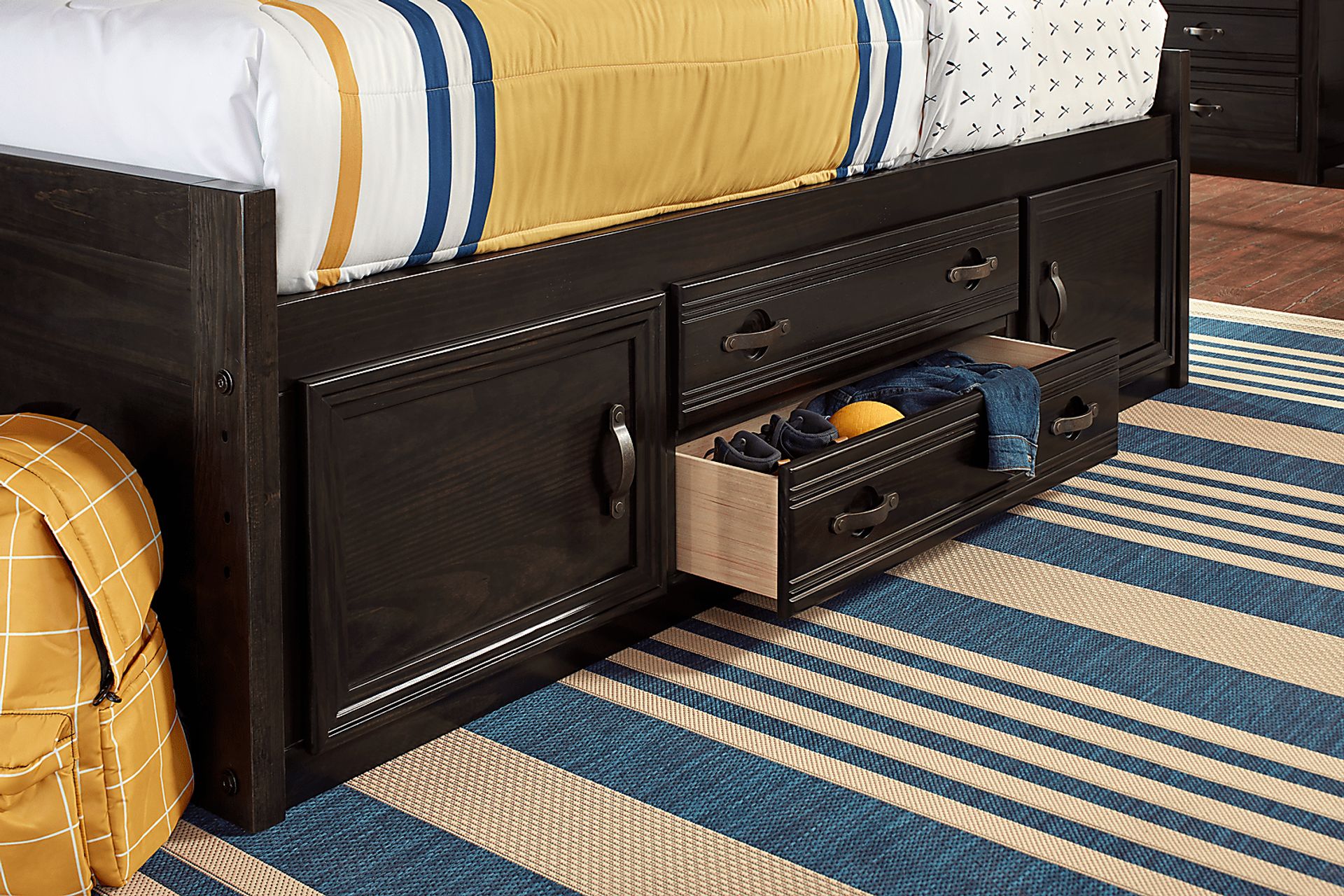 Kids Creekside 2.0 Charcoal Full Bookcase Wall Bed with Storage Side Rail - Image 4