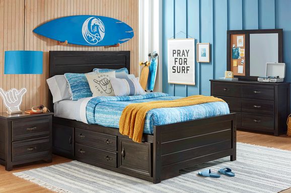 Kids Creekside 2.0 Charcoal 5 Pc Full Panel Bedroom with Storage Side Rail