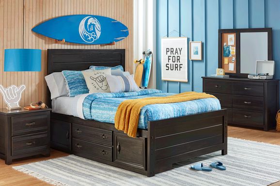 Kids Creekside 2.0 Charcoal 5 Pc Full Panel Bedroom with 2 Storage Side Rails