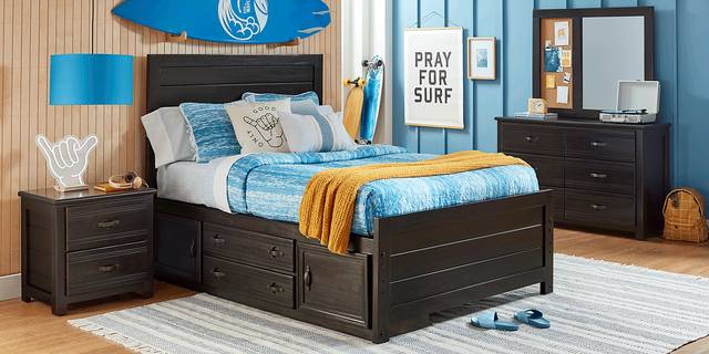 Kids Creekside 2.0 Charcoal Full Panel Bed with 2 Storage Side Rails - Thumbnail - Image 2
