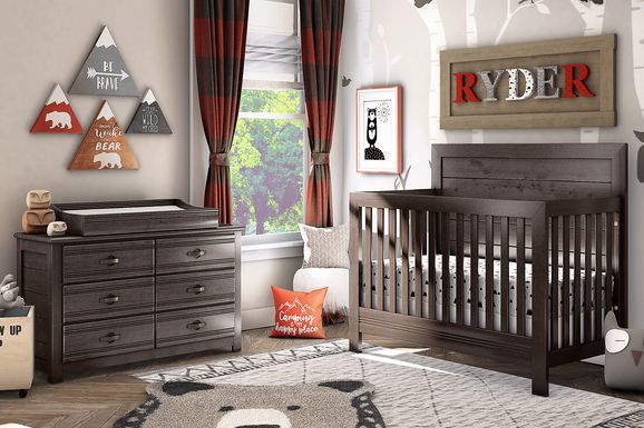 Kids Creekside 2.0 Charcoal 5 Pc Nursery with Toddler and Full Conversion Rails