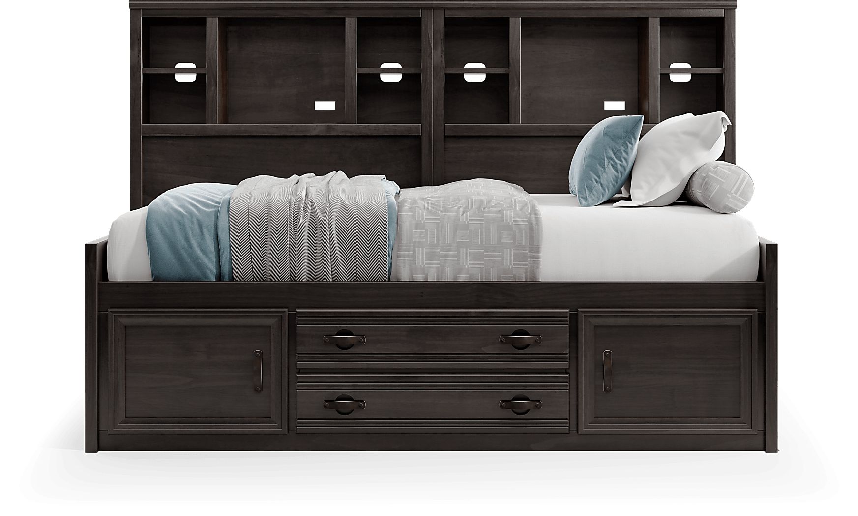 Creekside 2.0 Charcoal Twin Bookcase Wall Bed - Thumbnail 2