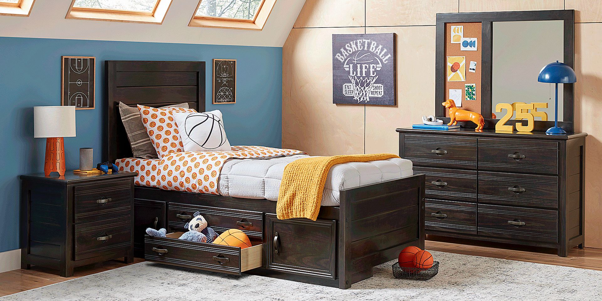 Kids Creekside 2.0 Charcoal 5 Pc Twin Panel Bedroom with Storage - Image 2
