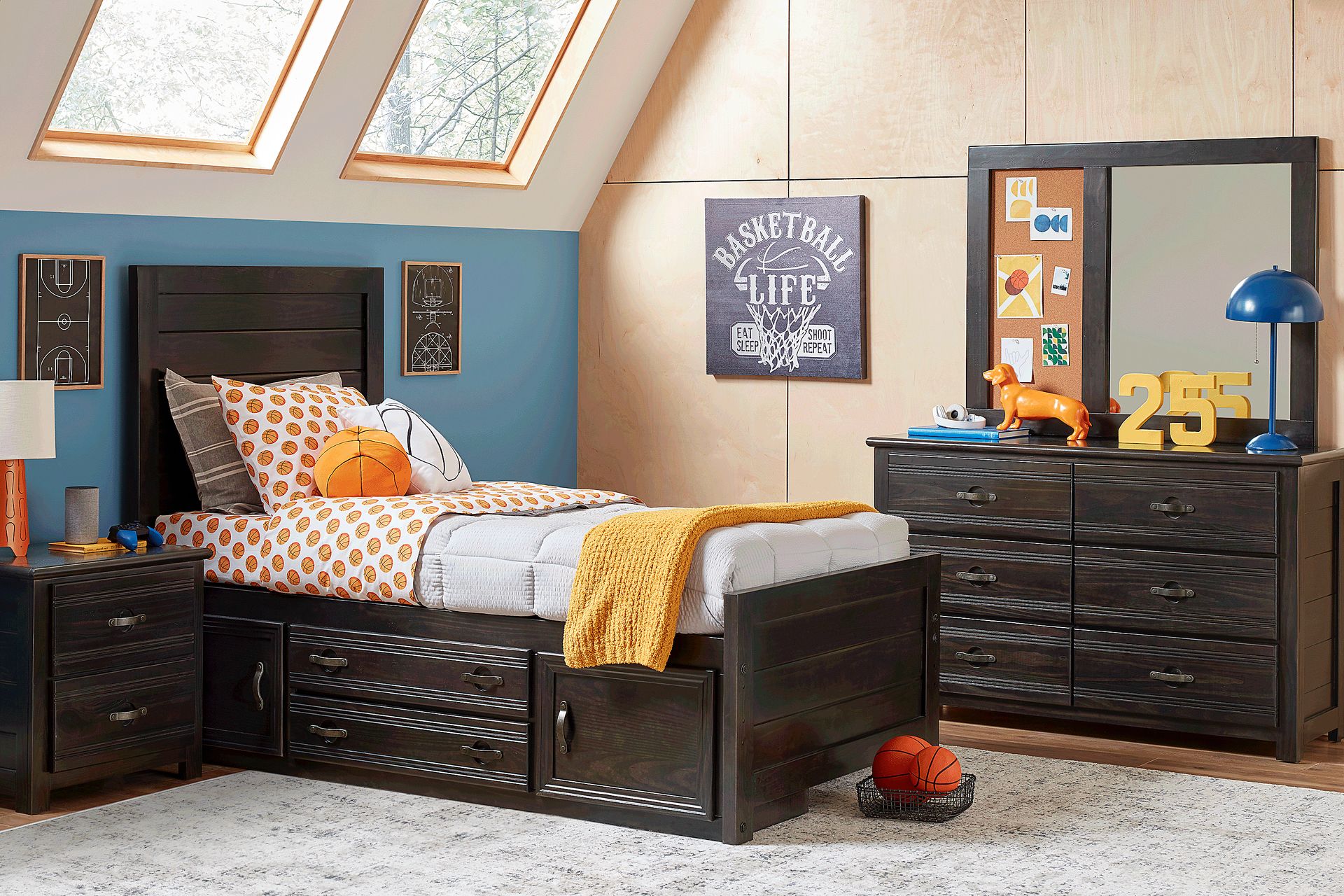 Kids Creekside 2.0 Charcoal 5 Pc Twin Panel Bedroom with Storage - Image 1