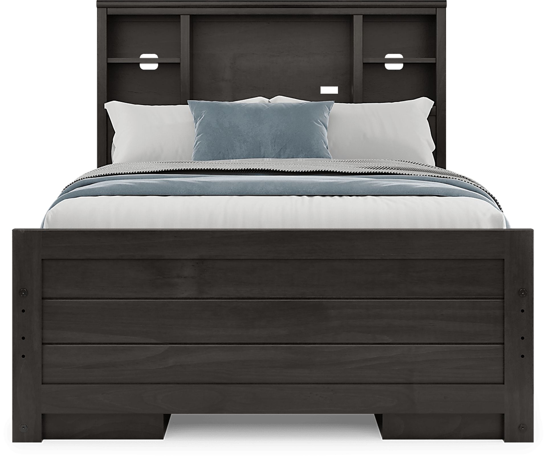 Kids Creekside 2.0 Charcoal Full Bookcase Bedroom with 2 Storage Side Rails - Image 3