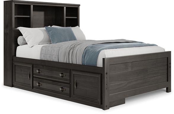 Kids Creekside 2.0 Charcoal Full Bookcase Bed with Storage Side Rail