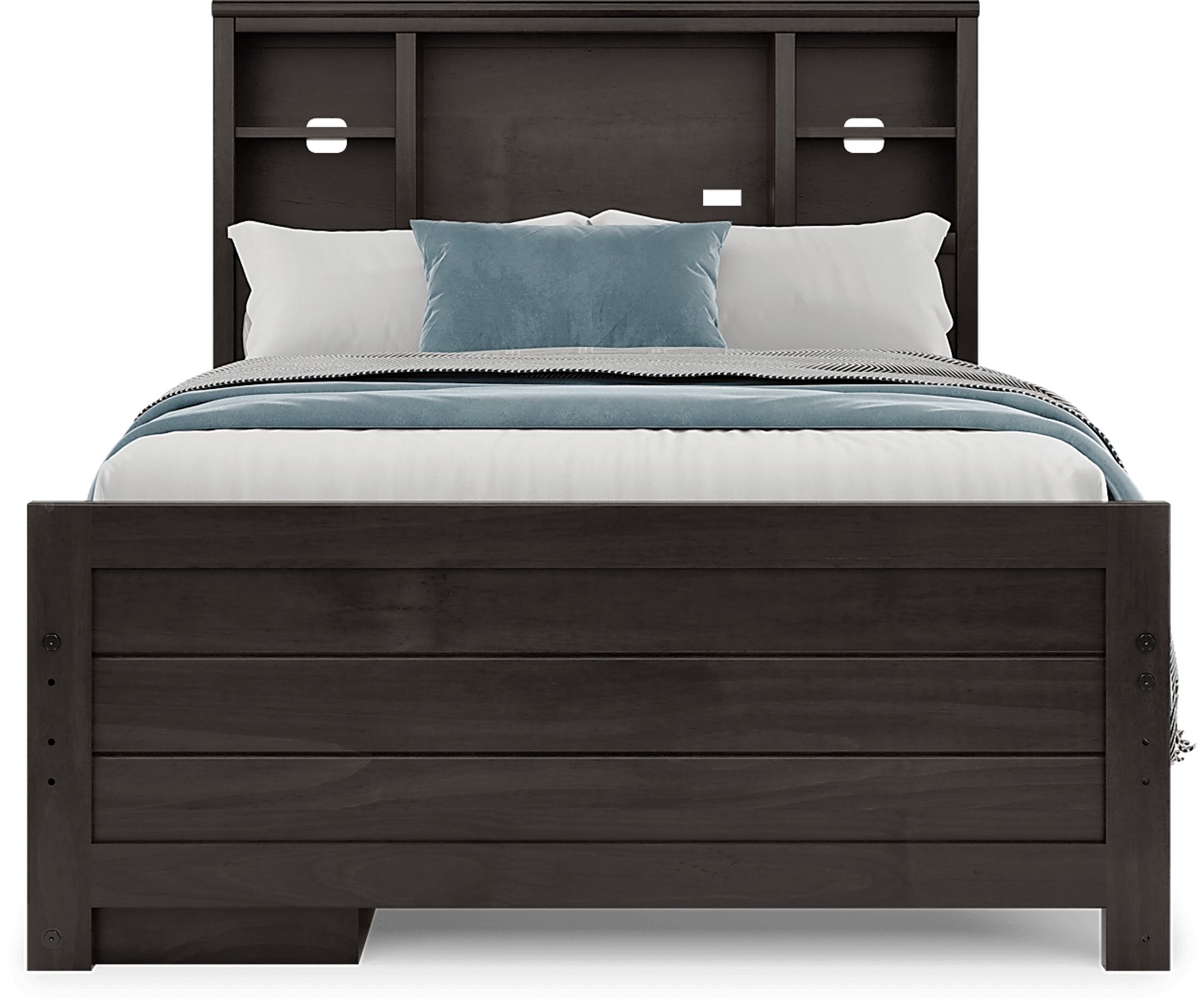 Kids Creekside 3.0 Charcoal Full Bookcase Bed with Storage Side Rail - Image 2